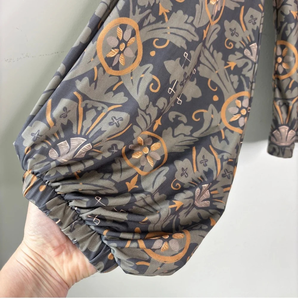 Laura Byrnes Hope Jahnstun Floral Pint Long Seleve Mock Neck Blouse Size 2X - Picture 5 of 10